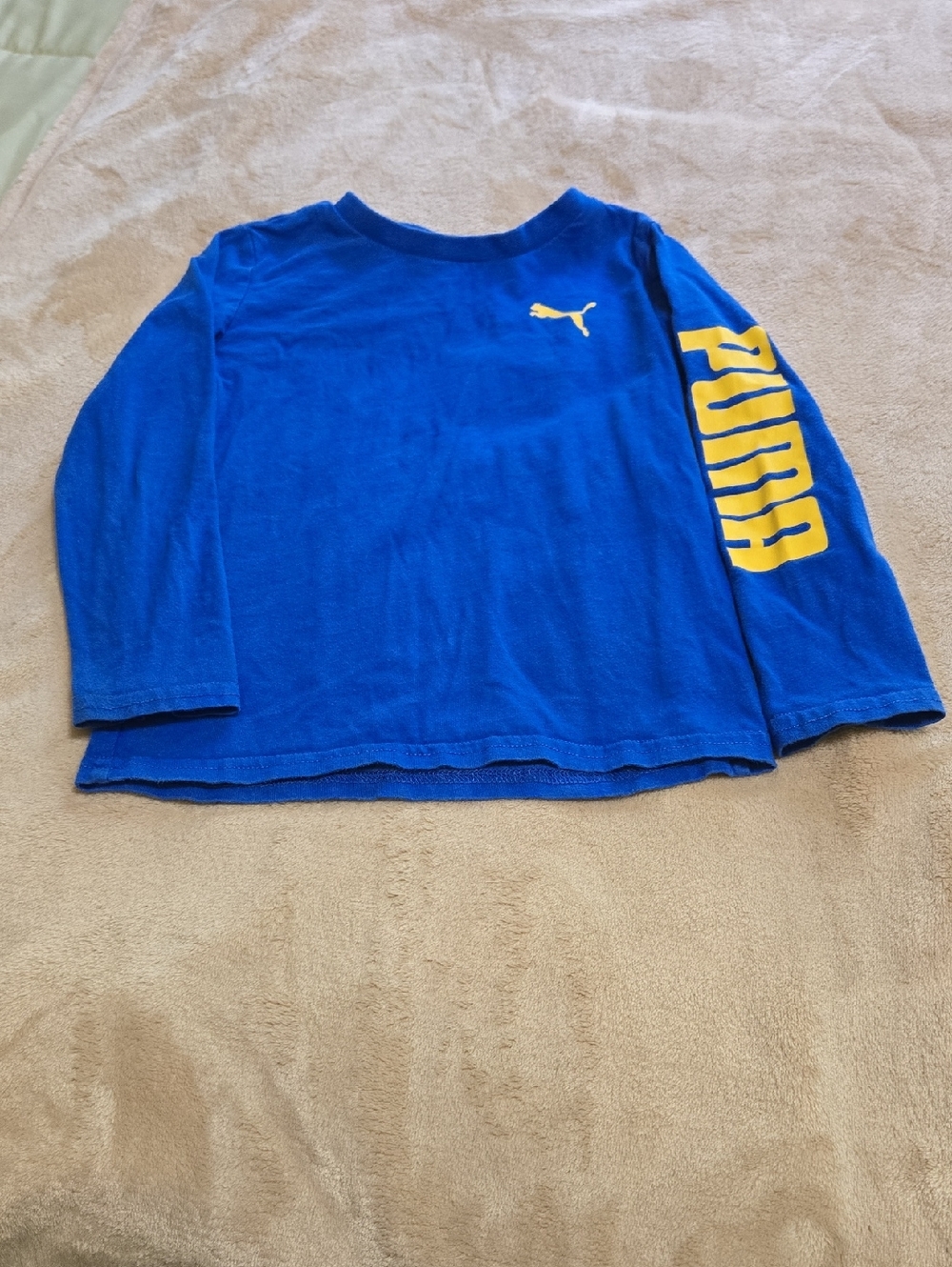 Puma Blue Long-Sleeve Tee with Yellow Logo